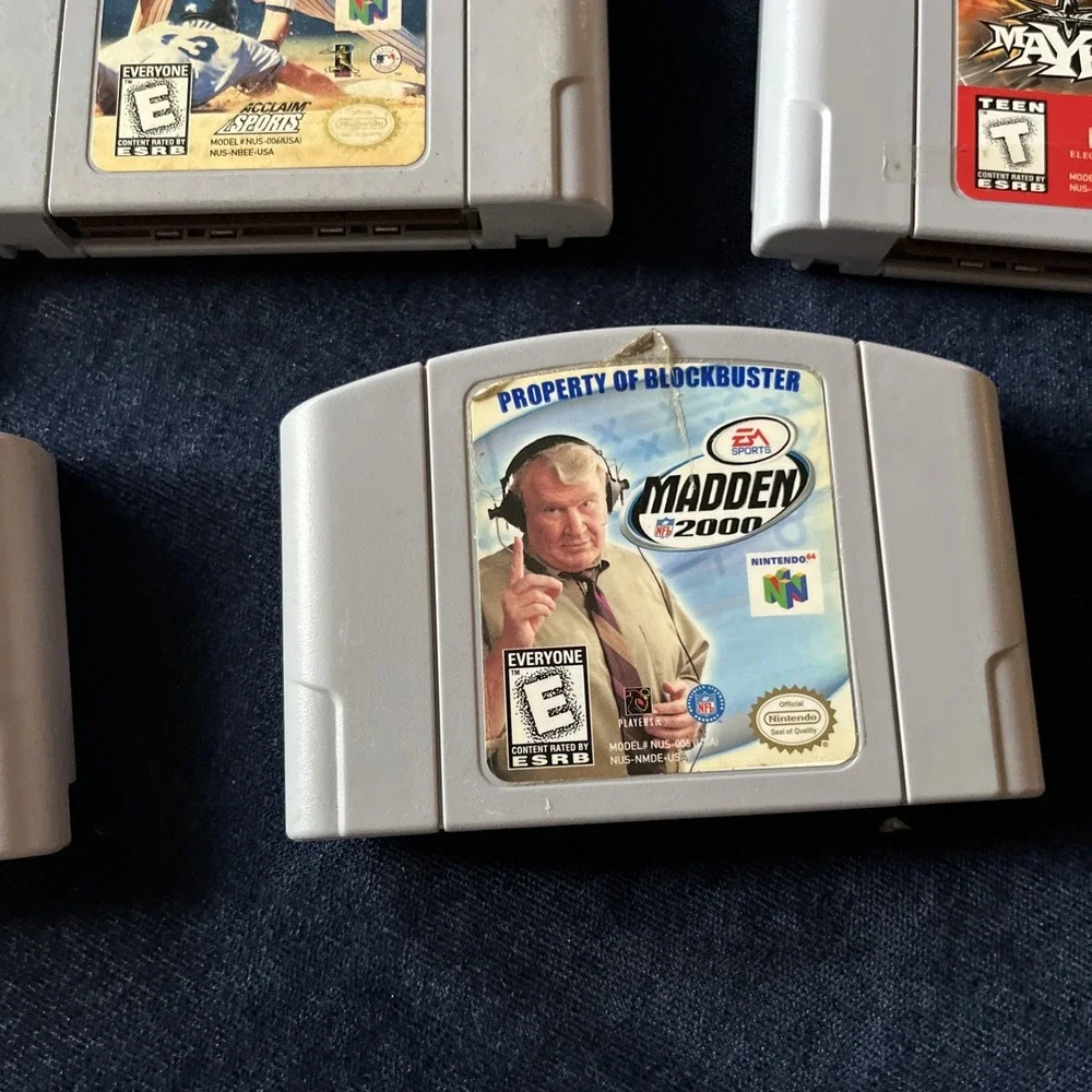 Nintendo 64 Lot of 5 Games Madden 2000 64 WCW Mayhem Ready 2 Rumble Baseball